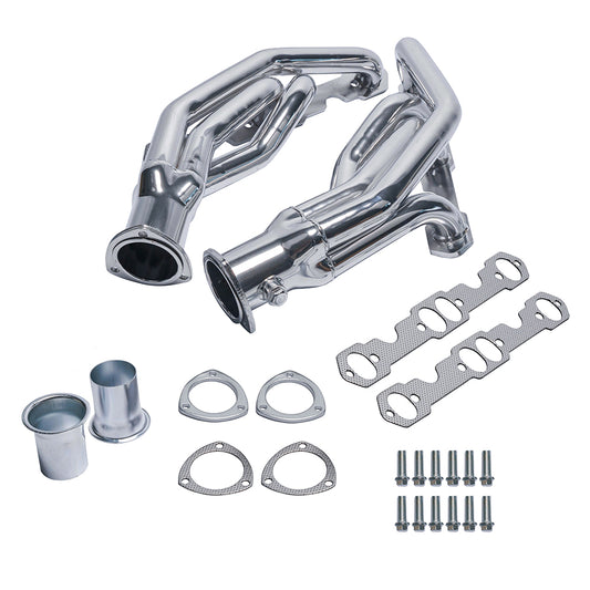 High-Performance Ceramic Coated Shorty Headers for Chevy & GMC Trucks 1988–1995 | Fits 5.0L / 5.7L V8 |Cast Iron Bolt-On Exhaust Upgrade for C/K Series, Suburban, Blazer, Yukon, Tahoe(EH009))