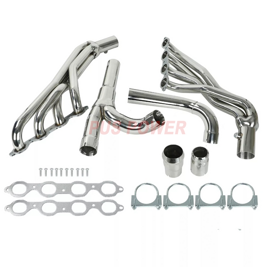 Stainless Long Tube Headers + Y-Pipe for 2014–2017 Chevy Silverado GMC Sierra Tahoe Yukon Escalade 1500 5.3L 6.2L V8 | 1-7/8'' Primaries, 3'' Outlet | High-Flow 8-2-1 Design(EH033SS)