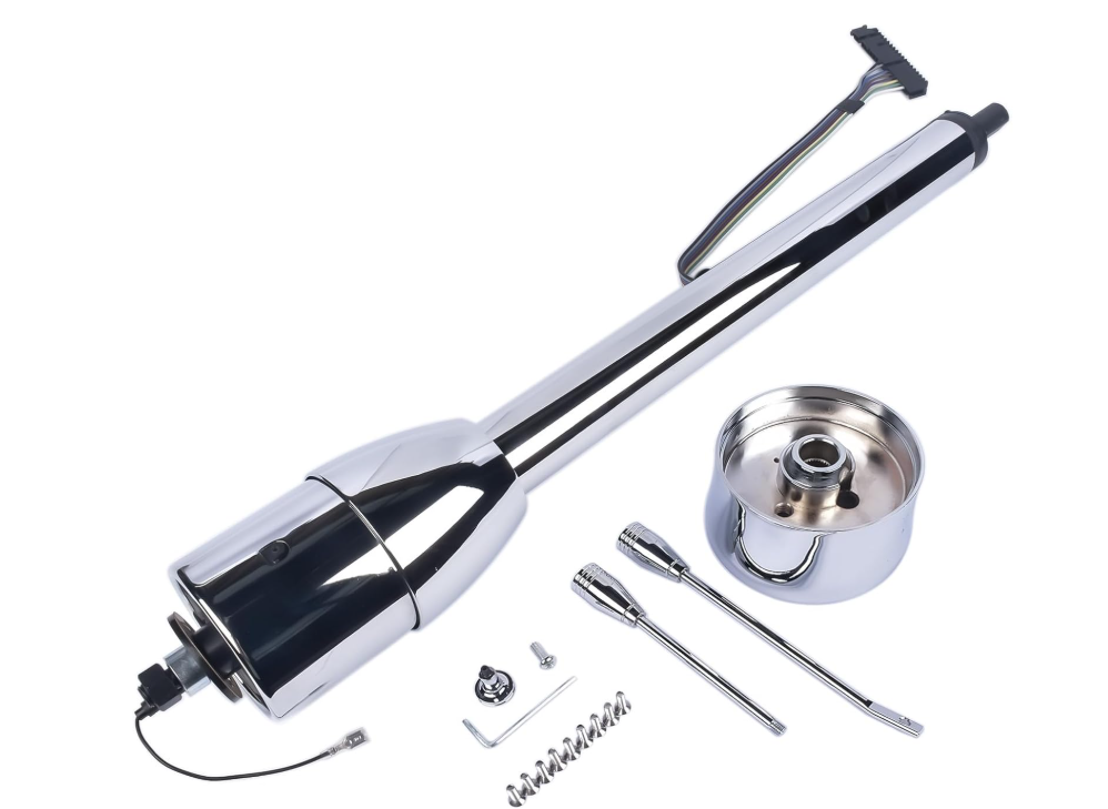 28" Chrome Tilt Steering Column for 1955–1959 Chevy GM | Manual Floor Shift | Hot Rod Stainless Steel(CH002)