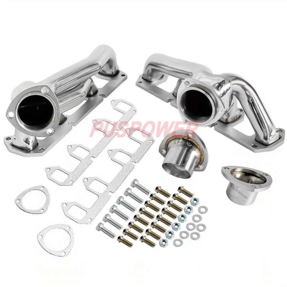 Ford Big Block FE Shorty Exhaust Headers | T-304 Stainless Steel | Fits 330/360/390/428 FE V8 | Hugger Design for Muscle Cars & Hot Rods | Bolt-On Performance Upgrade | Includes Gaskets & Hardware(EH029SS)