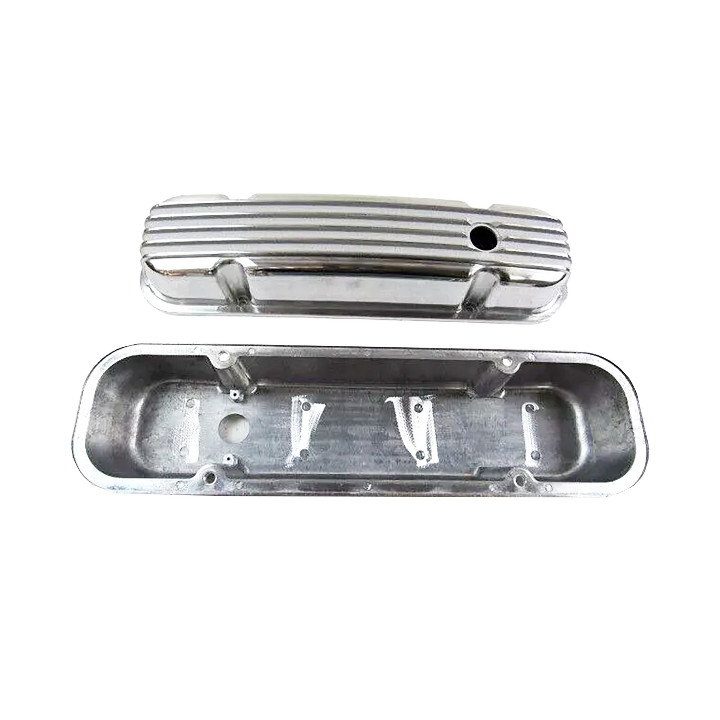 Pontiac 301β455 1959β1979 Finned Aluminum Valve Covers β 2-3/4" Tall, Polished / Satin / Black (PVC8531)