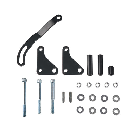 SBC Power Steering Pump Bracket – Adjustable Billet Aluminum, Black, V-Belt Compatible