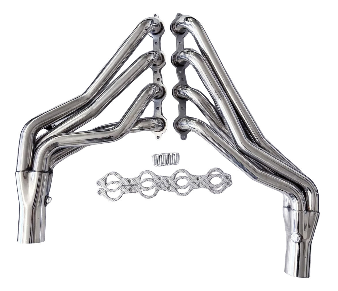 LS Swap Long Tube Headers for 60β98 Chevy C10/C1500/Silverado 2WD | 1-7/8'' x 3'' 304 Stainless Steel | Fits LS1, LS2, LS3, LS6, LS7 | Chrome Polished | Bolt-On Performance Upgrade with Gaskets & Hardware(EH028SS)