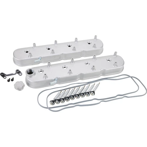 Polished Tall Finned Aluminum Valve Covers with Coil Mounts for GM LS Engines | Fits Gen 3/4/5 | Includes Gaskets & Hardware – Pair (P8578))