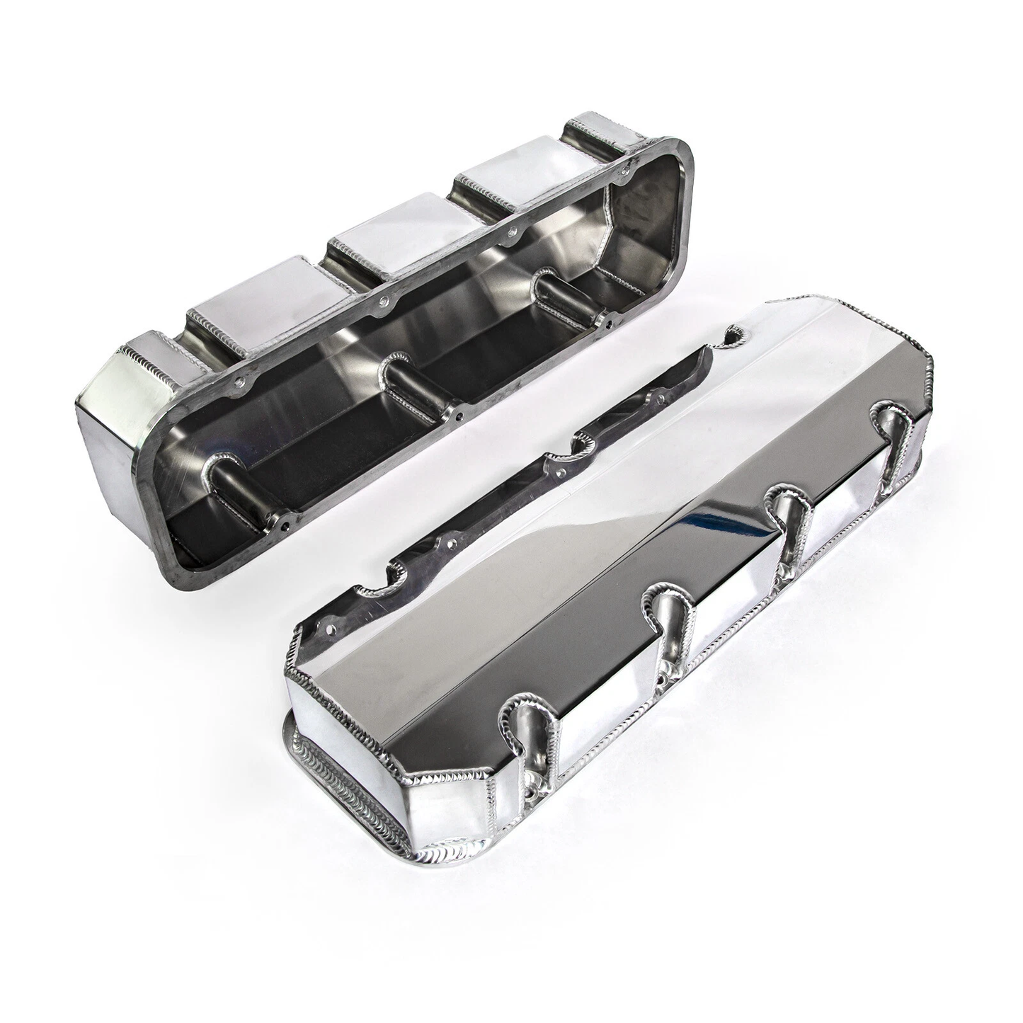 Chevy BB 396–502 Fabricated Aluminum Valve Covers – Polished, Short Bolts, No Hole 1965–2000(PVC8537)