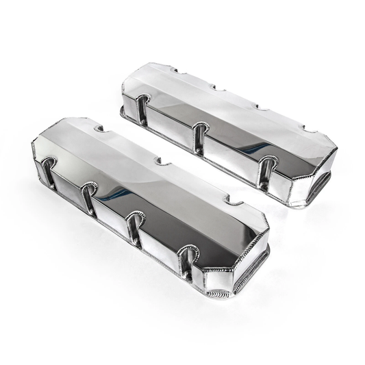 Chevy BB 396–502 Fabricated Aluminum Valve Covers – Polished, Short Bolts, No Hole 1965–2000(PVC8537)