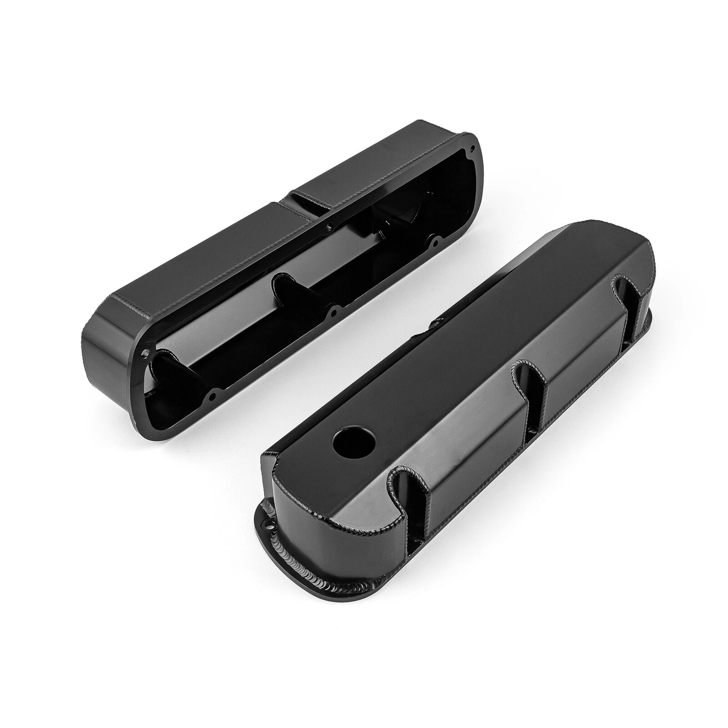 Ford SB 289–302–351W Fabricated Black Valve Covers – Tall, Short Bolt, w/ 1-1/4" Breather Hole 1962–1985(PVC8540BK))