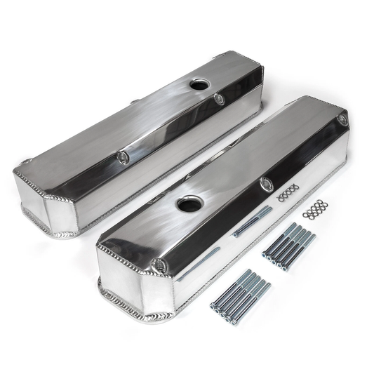 Chrysler 318–360 Fabricated Aluminum Valve Covers – Polished Finish, With Breather Holes(PVC8547)
