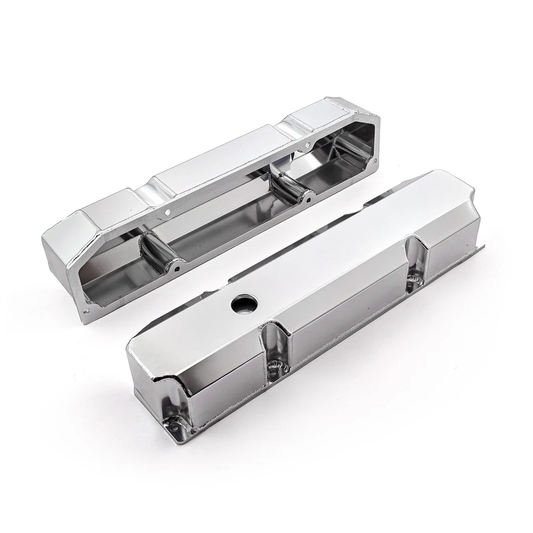 Chrysler 383–440 Mopar Big Block 1965-1978 Fabricated Valve Covers | Short Bolt | w/ Hole | Polished/Black/Anodized Finish (PVC8549)