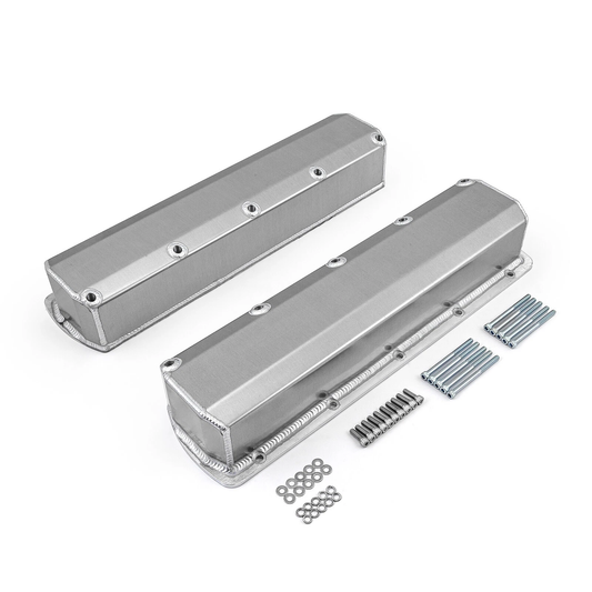 Oldsmobile 260–455 Tall Fabricated Aluminum Valve Covers – Long Bolt, No Hole, Clear/Polished Finish (PVC8551))
