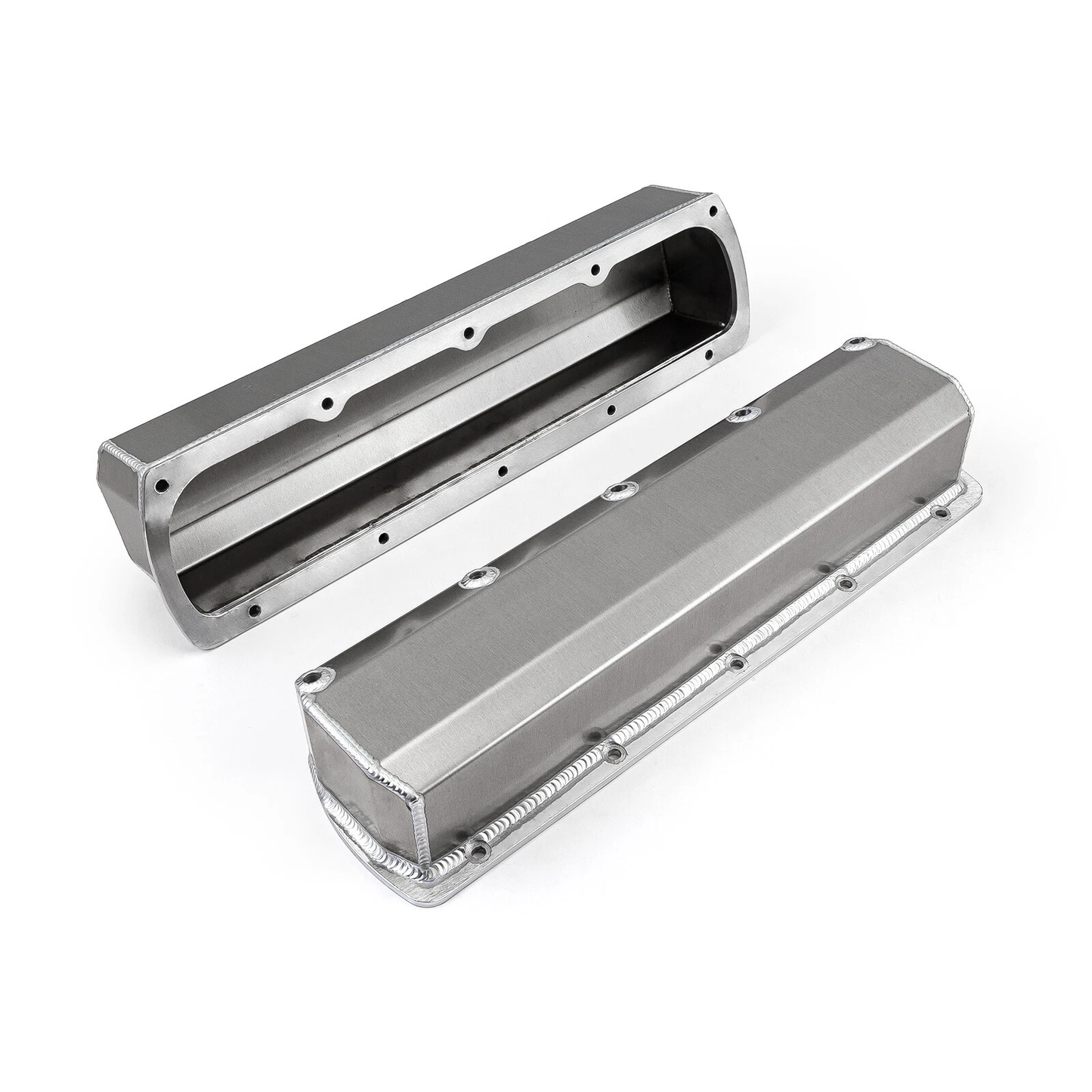 Oldsmobile 260–455 Tall Fabricated Aluminum Valve Covers – Long Bolt, No Hole, Clear/Polished Finish (PVC8551))