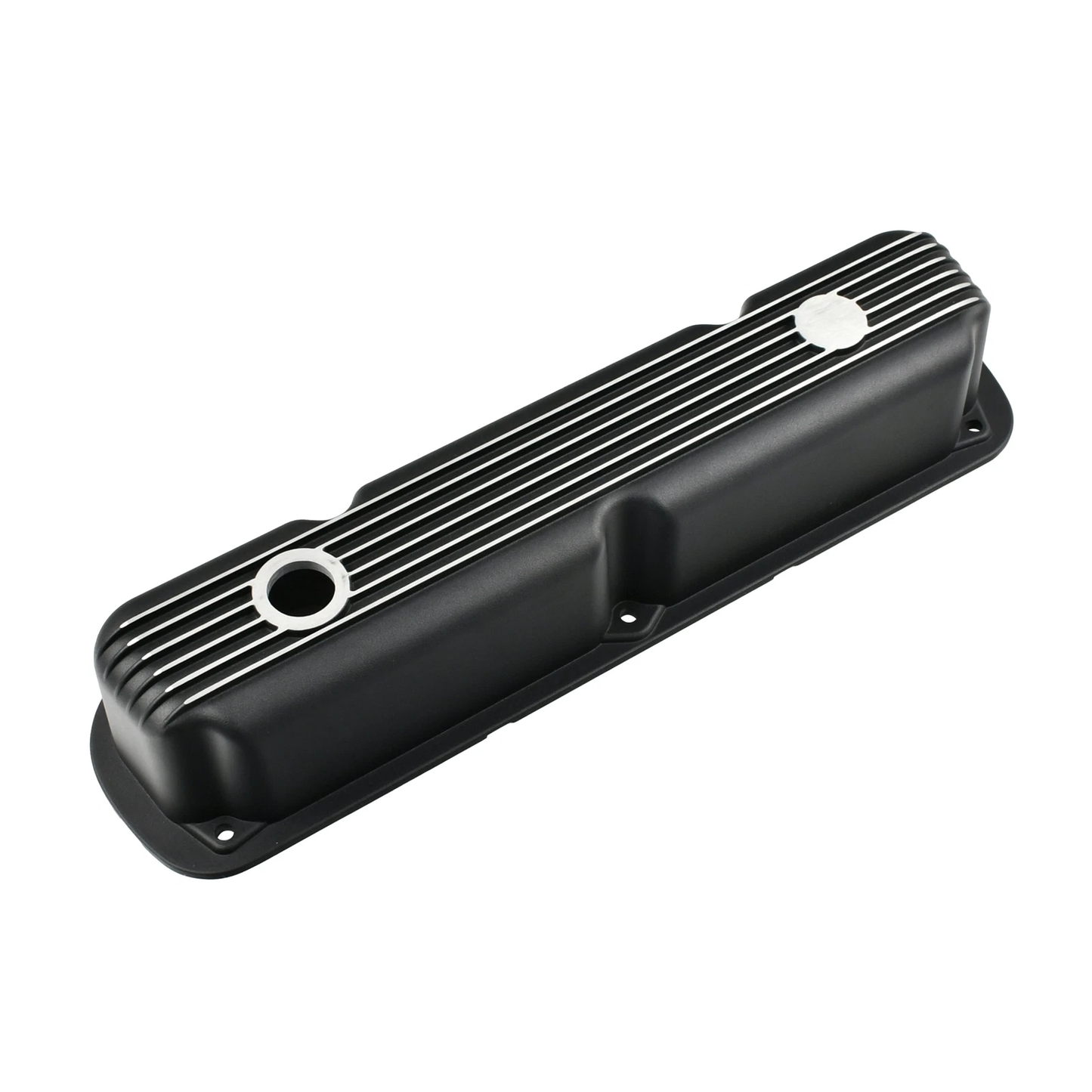 Finned Aluminum Valve Covers for Mopar 273 318 340 360 Small Block V8 (1967–1997) – 3.5" Tall, Black Satin Finish (PVC8560)