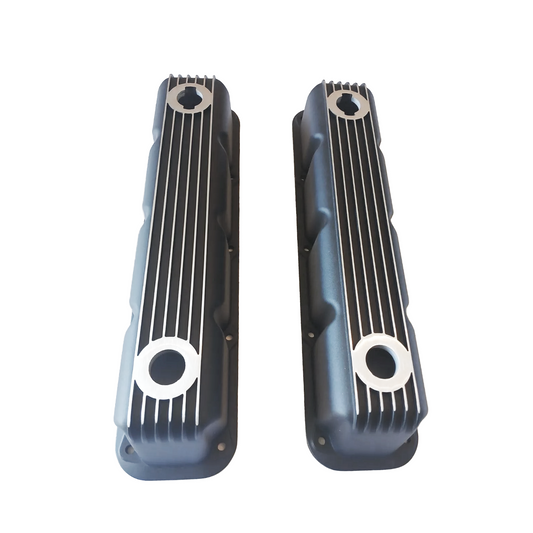 Mopar 5.2L / 5.9L Magnum Tall Finned Valve Covers – 3-1/2" Tall, Black / Satin / Polished, 10-Bolt Design(P8561)