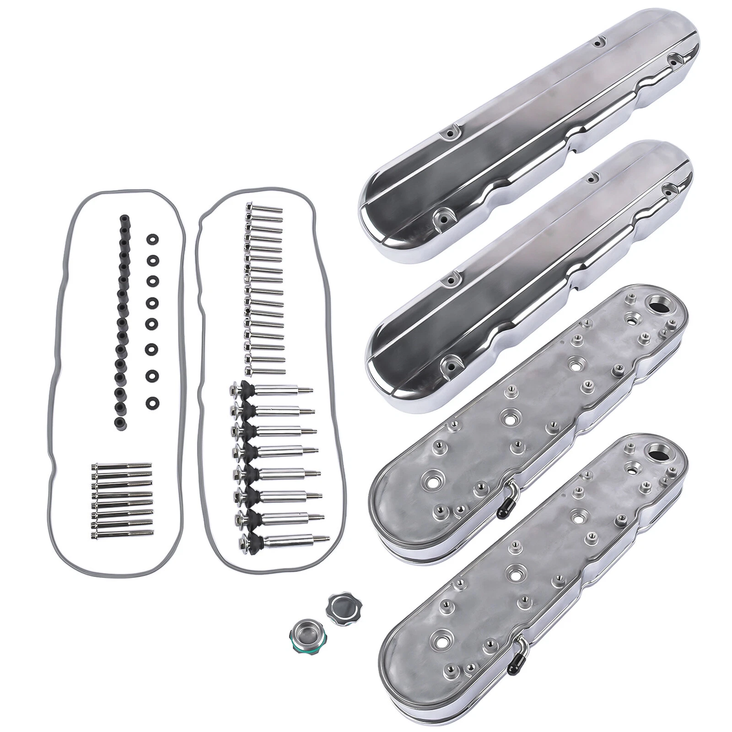 GM LS Valve Covers & Coil Mount Kit β Polished / Satin / Black, Cast Aluminum for LS1 LS2 LS3 LS6 LS7 (P8581)