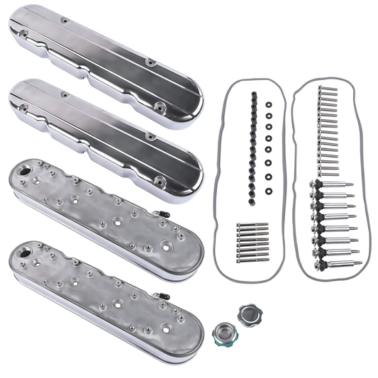 GM LS Valve Covers & Coil Mount Kit – Polished / Satin / Black, Cast Aluminum for LS1 LS2 LS3 LS6 LS7 (P8581)
