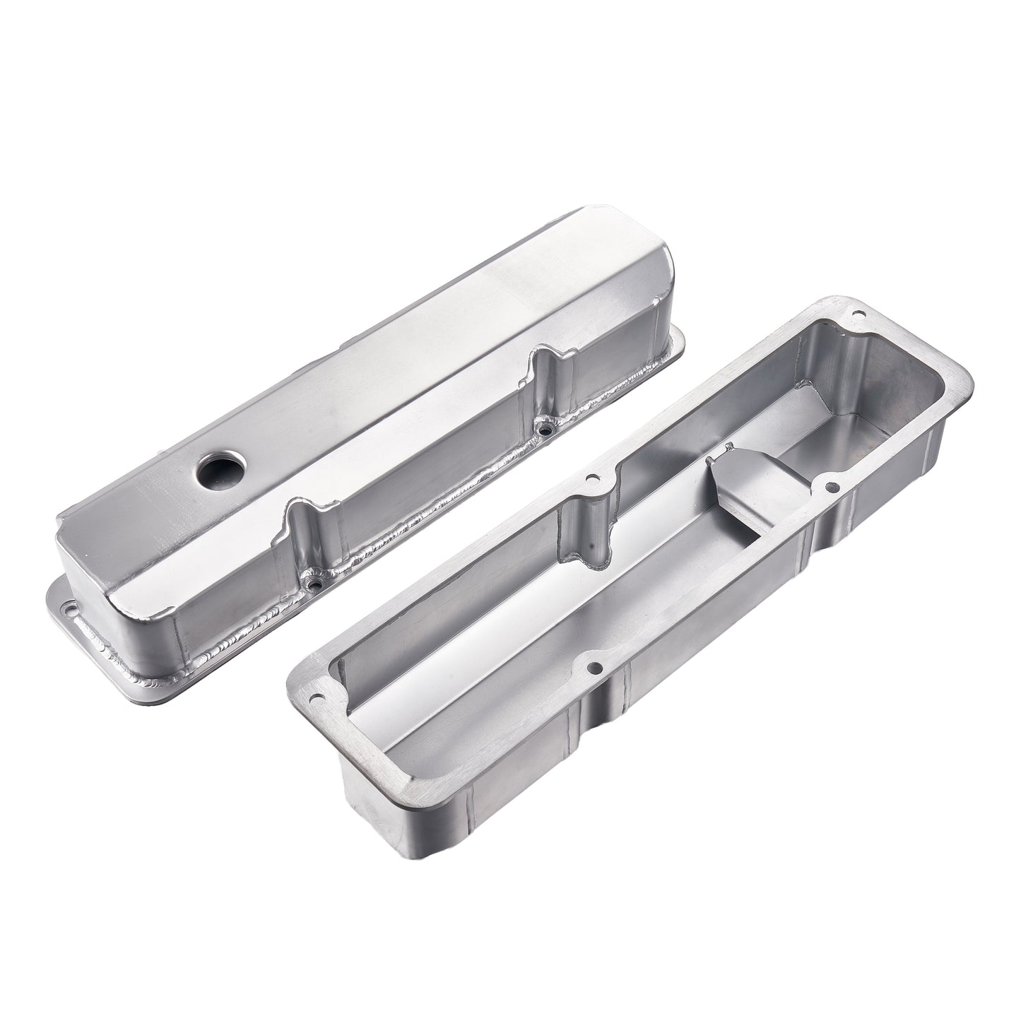 Fabricated Valve Covers for Ford FE 352–428 V8 (1958–1976) – Short Bolts, With Hole, Clear/Black/Polished/Anodized (PVC8546)
