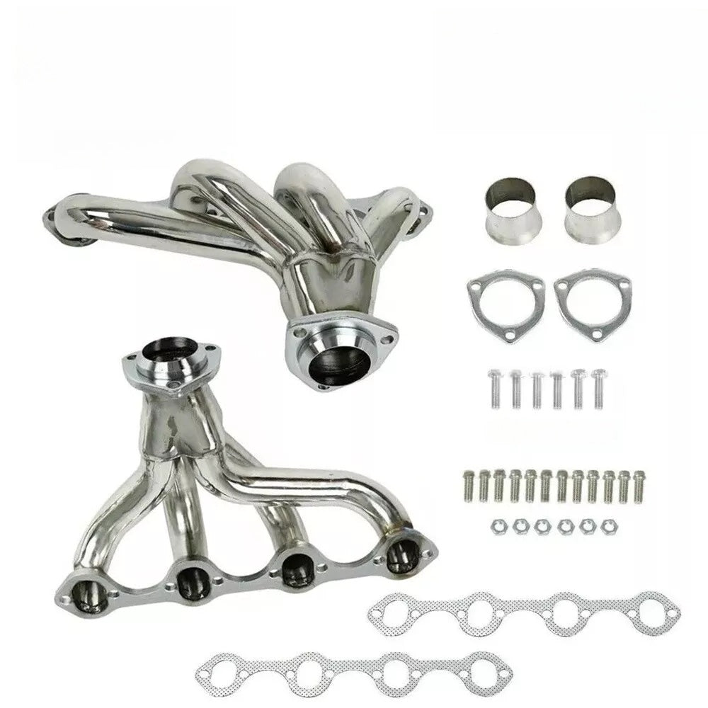 Polished Stainless Steel Exhaust Headers for Ford 289 302 351 Small Block V8 | 2x4-1 Hugger Style | Bolt-On, 304 Steel, Performance Upgrade (EH007SS)