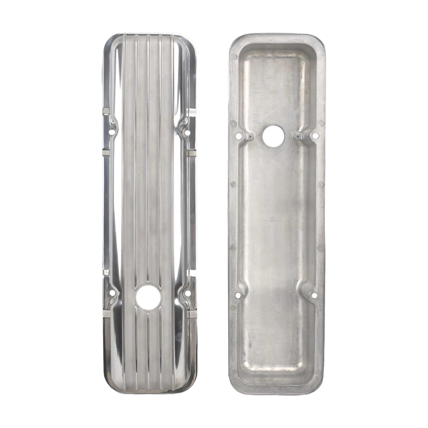 Finned Short Aluminum Valve Covers for Chevy SBC 283–400 (1958–1986) | 2-9/16" Tall | Polished, Black, Satin Finish