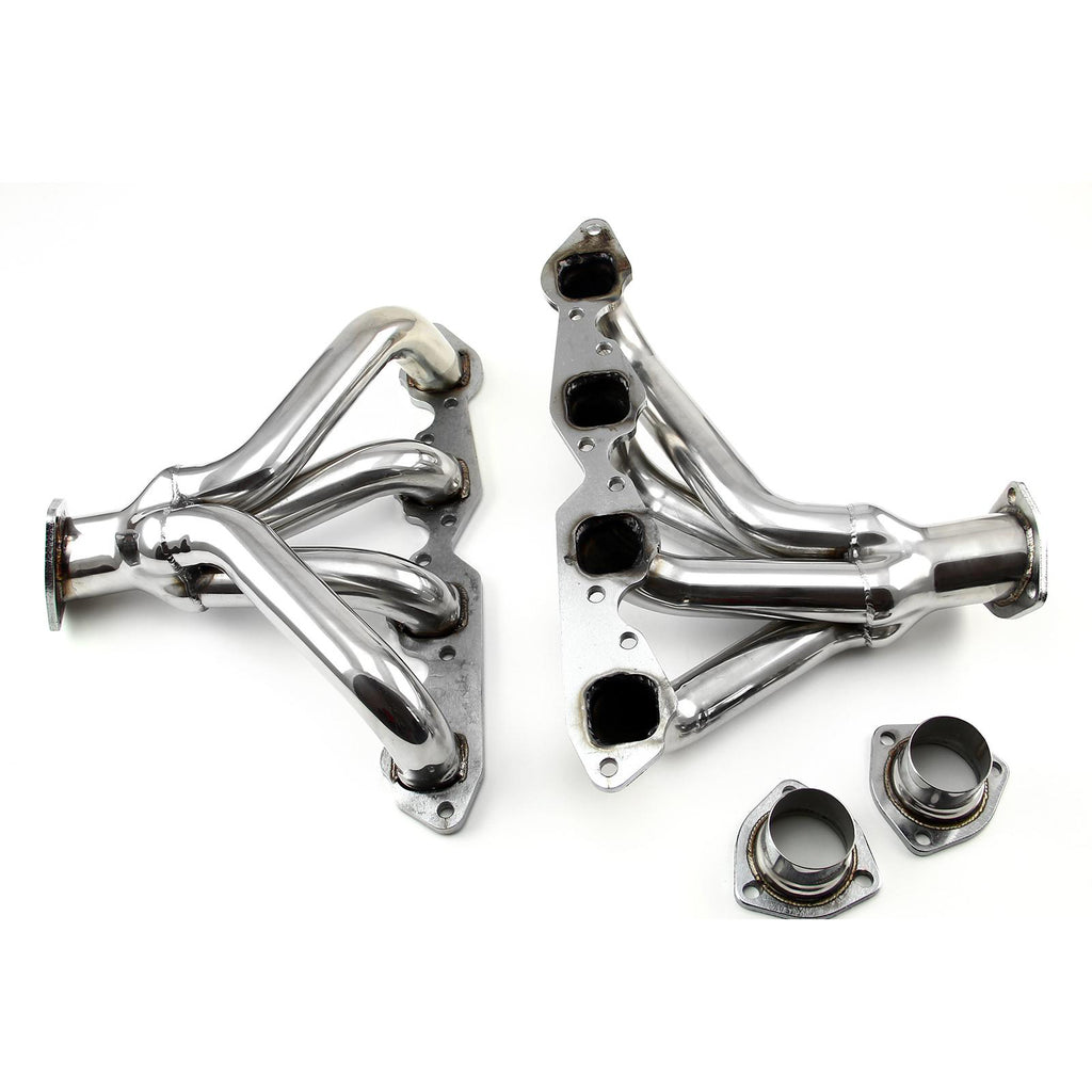 Block Hugger Center Dump 304 Stainless Steel 1-3/4" Exhaust Headers - Fits Chevy BBC 454 Big Block