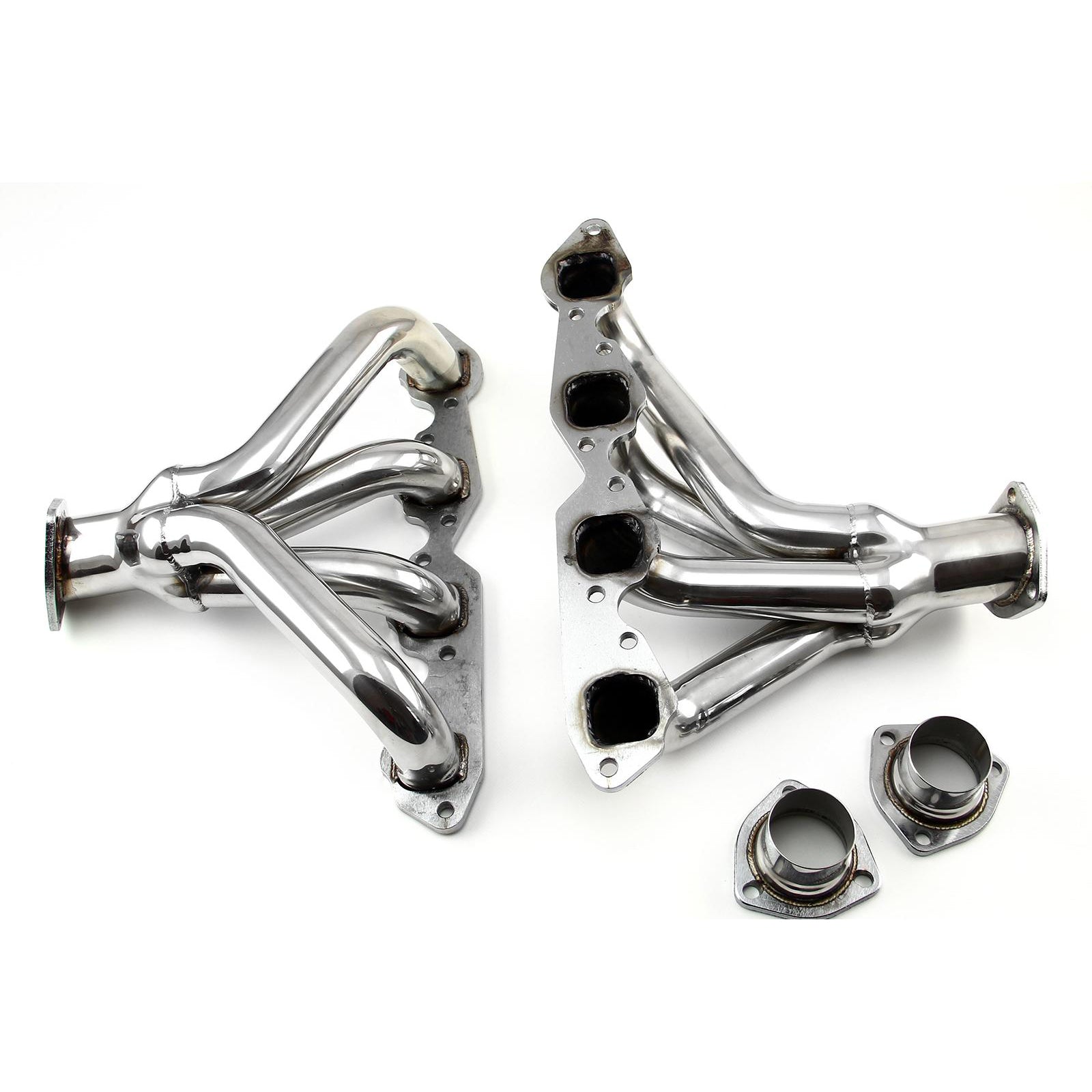 Block Hugger Center Dump 304 Stainless Steel 1-3/4" Exhaust Headers - Fits Chevy BBC 454 Big Block
