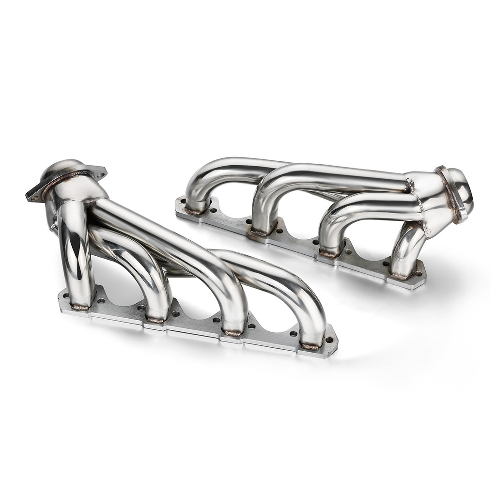 Long Tube Ceramic Cast Iron & Polished 304 Stainless Steel 1-5/8" Exhaust Header Kit - Fits 1979-1993 Ford Mustang 5.0 V8 GT LX SVT