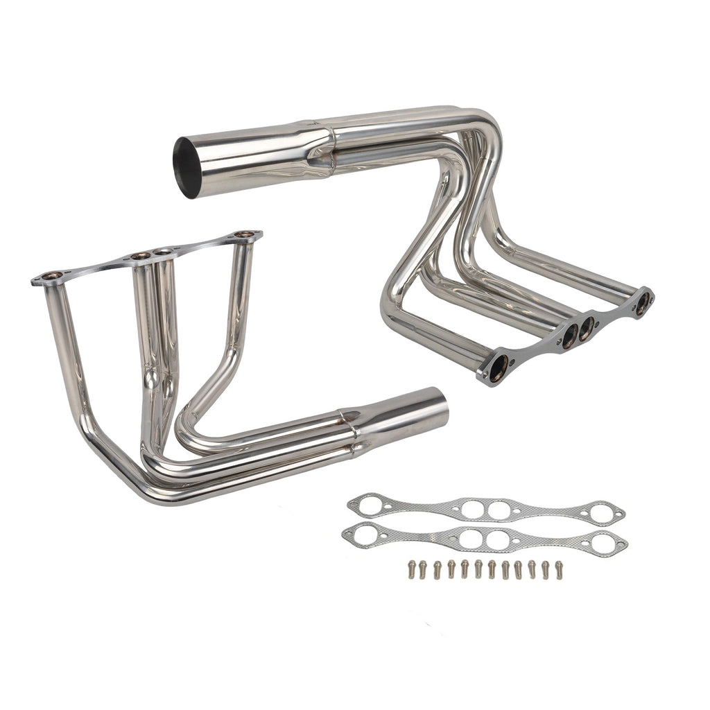 1-5/8" Polished Stainless Steel Exhaust Headers - Fits Chevy Small Block 265–400 V8 Engines