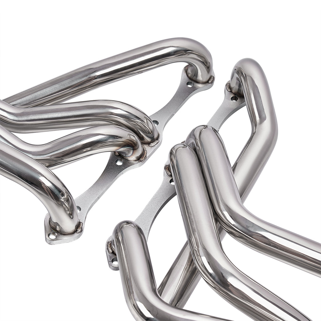 1-5/8" Polished Stainless Steel Full-Length Chassis Headers with Reducers - Fits 1964–1977 Chevy Chevelle 1964–1987 El Camino 1978–1983 Malibu
