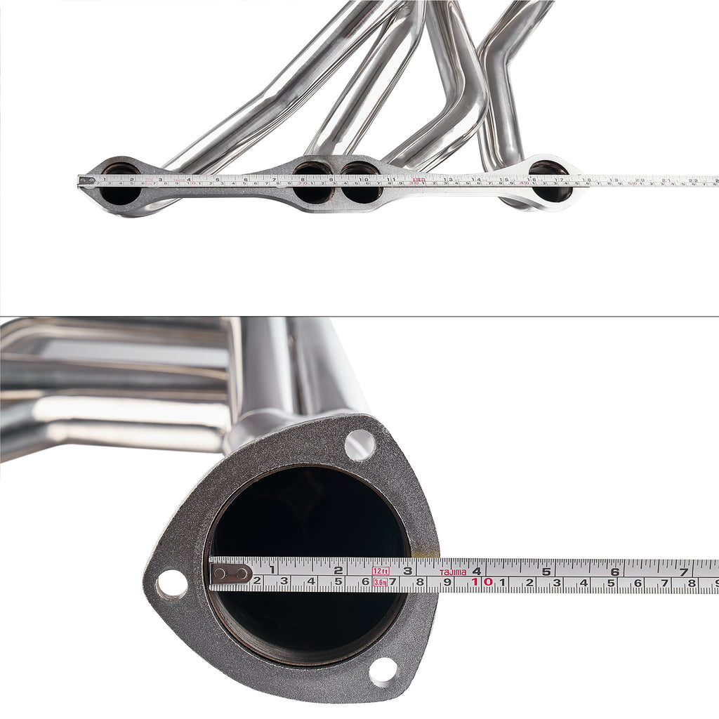 1-5/8" Polished Stainless Steel Full-Length Chassis Headers with Reducers - Fits 1964–1977 Chevy Chevelle 1964–1987 El Camino 1978–1983 Malibu