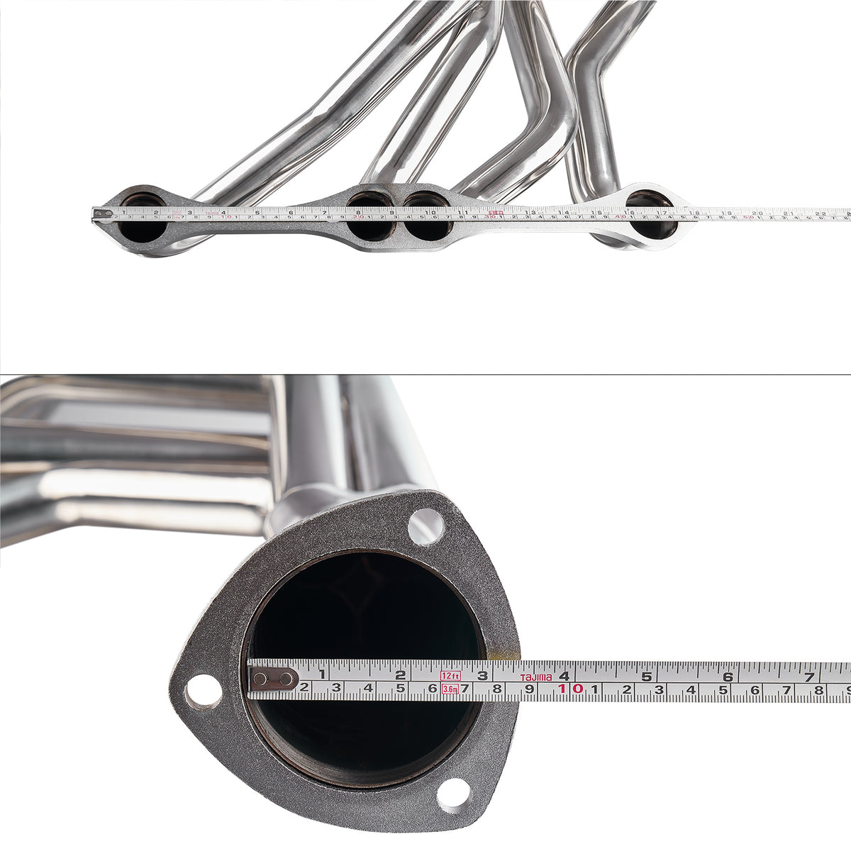 1-5/8" Polished Stainless Steel Full-Length Chassis Headers with Reducers - Fits 1964–1977 Chevy Chevelle 1964–1987 El Camino 1978–1983 Malibu