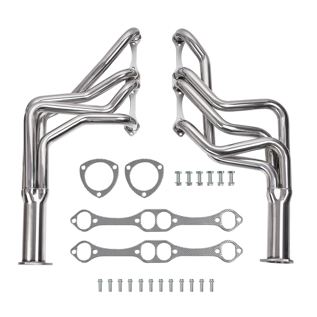 1-5/8" Polished Stainless Steel Full-Length Chassis Headers with Reducers - Fits 1964–1977 Chevy Chevelle 1964–1987 El Camino 1978–1983 Malibu