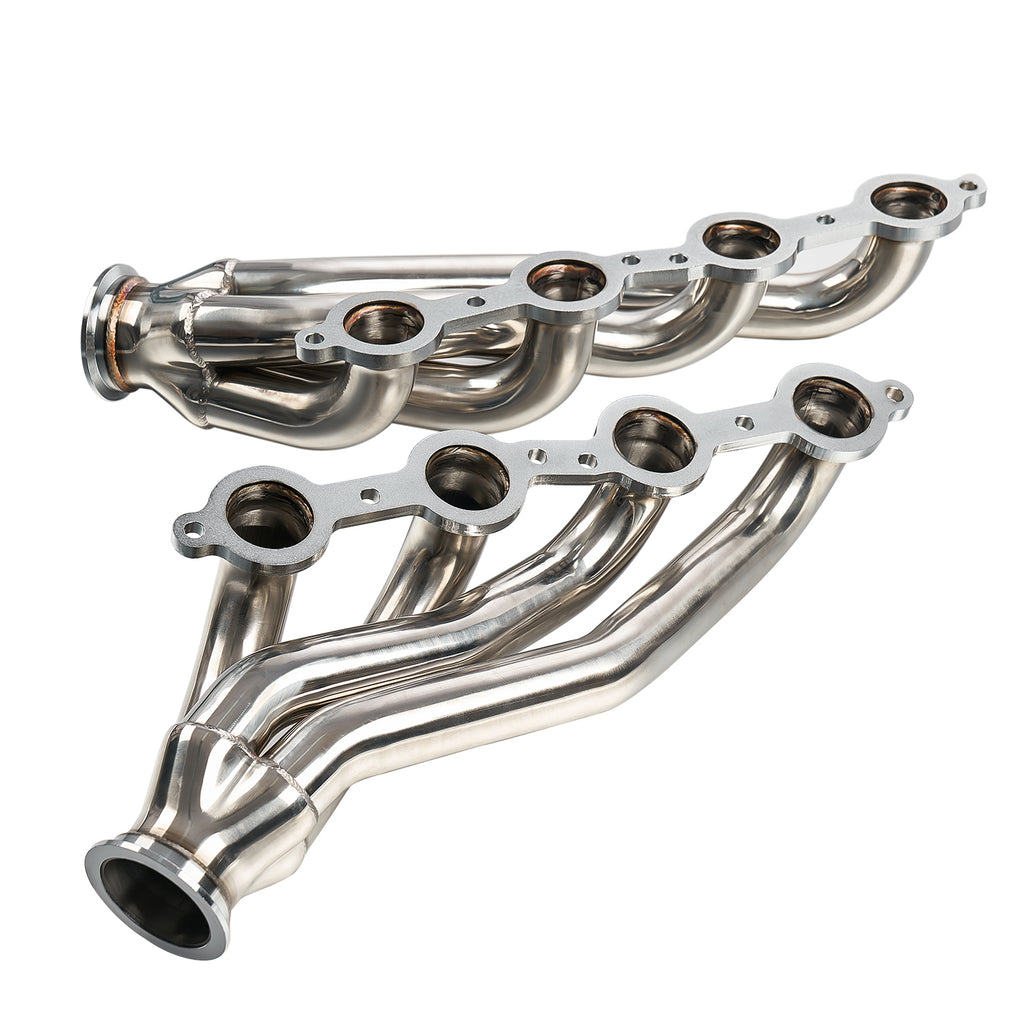 1-5/8" Polished Stainless Steel Shorty Exhaust Headers - Fits GM LS1 LS2 LS3 Gen III IV Swap Engines