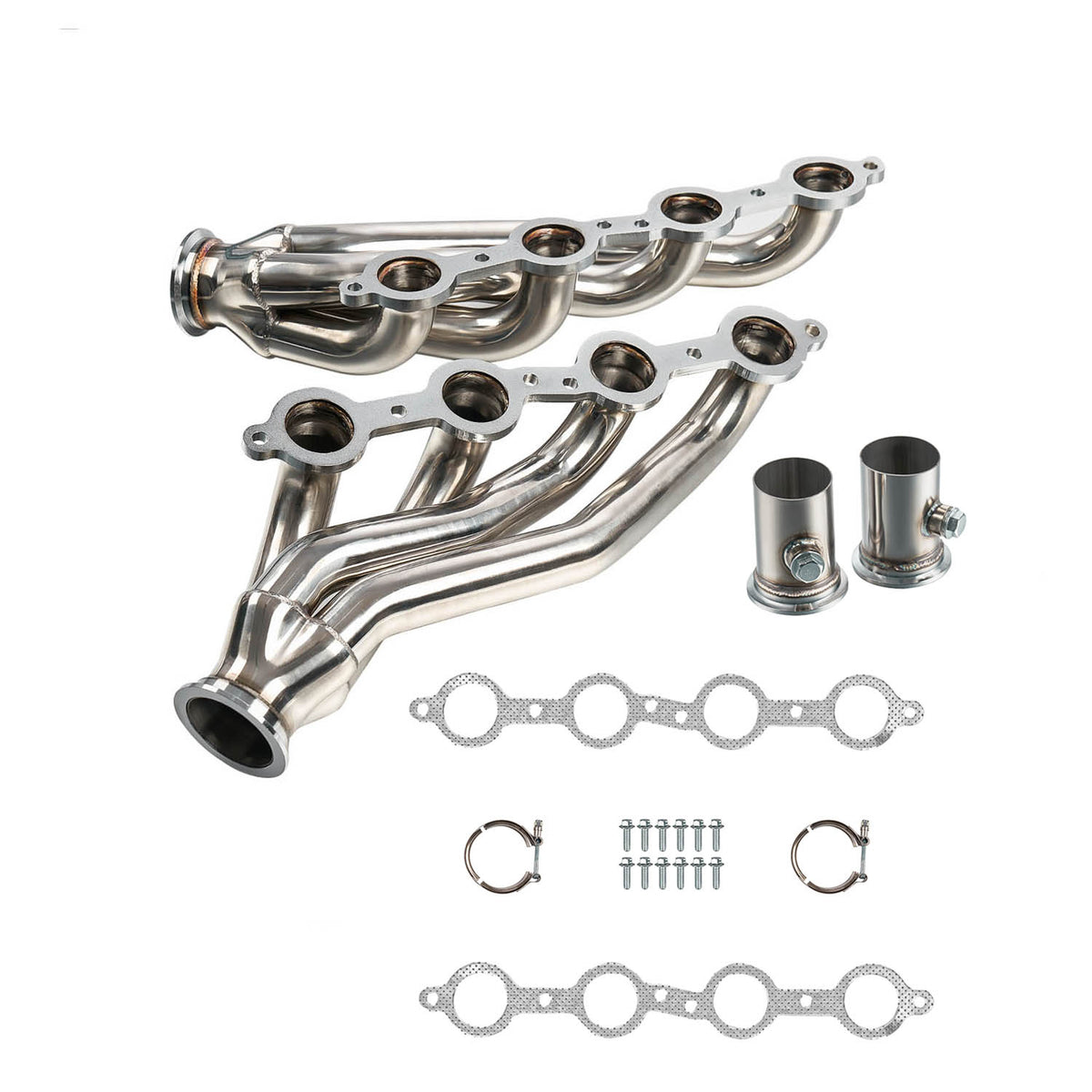 1-5/8" Polished Stainless Steel Shorty Exhaust Headers - Fits GM LS1 LS2 LS3 Gen III IV Swap Engines