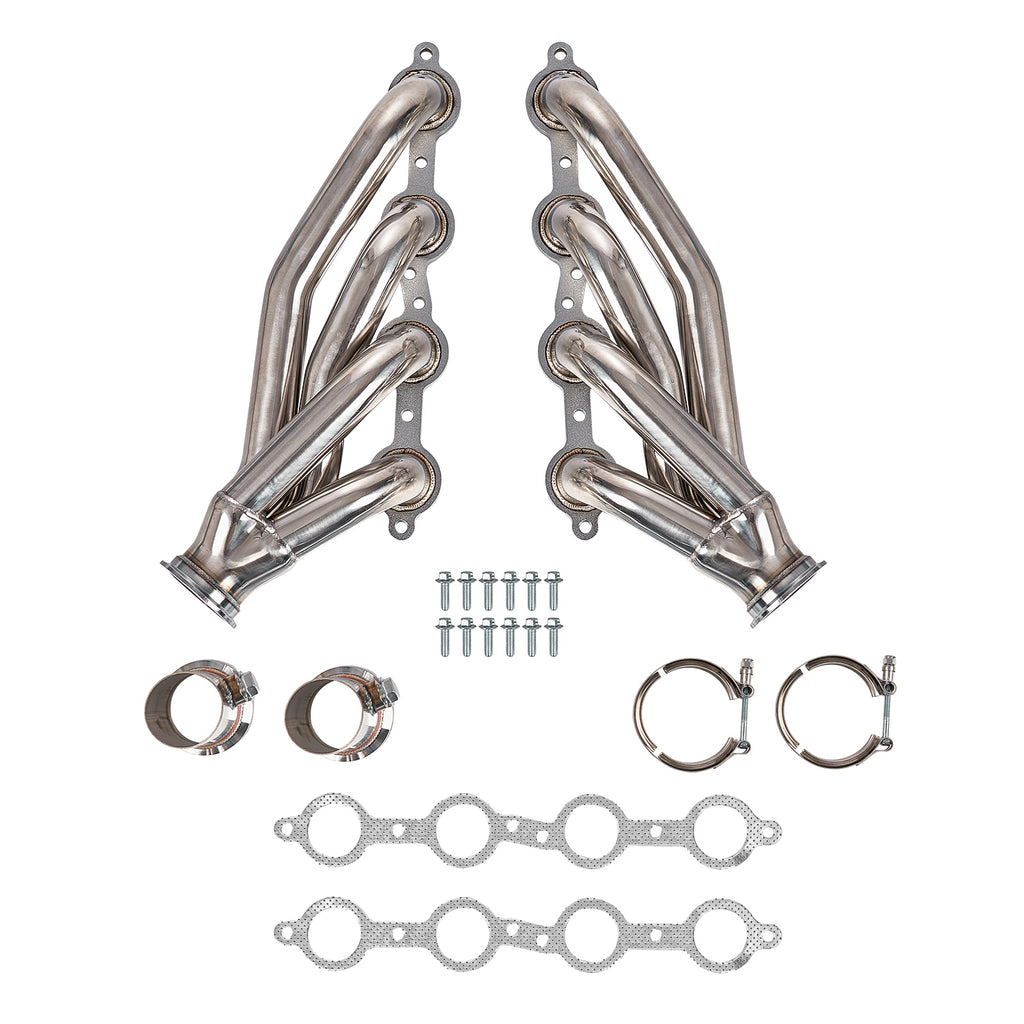 1-5/8" Polished Stainless Steel Shorty Exhaust Headers - Fits GM LS1 LS2 LS3 Gen III IV Swap Engines
