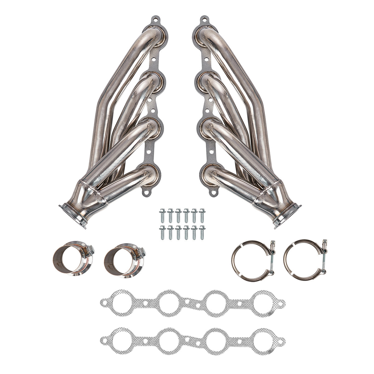1-5/8" Polished Stainless Steel Shorty Exhaust Headers - Fits GM LS1 LS2 LS3 Gen III IV Swap Engines
