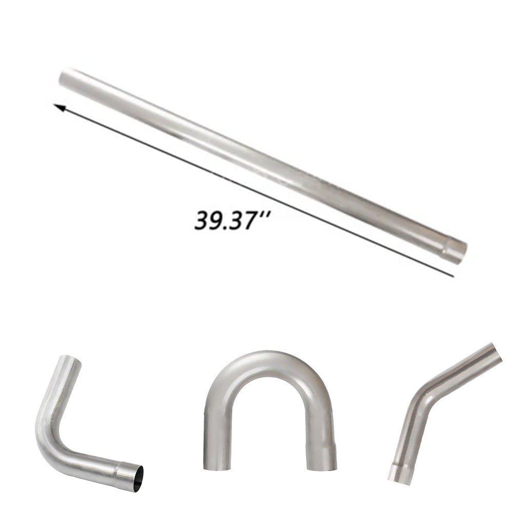 2 in 18-Gauge Stainless Steel 8-Piece Exhaust Pipe Kit - Fits Universal Custom Exhaust Fabrication