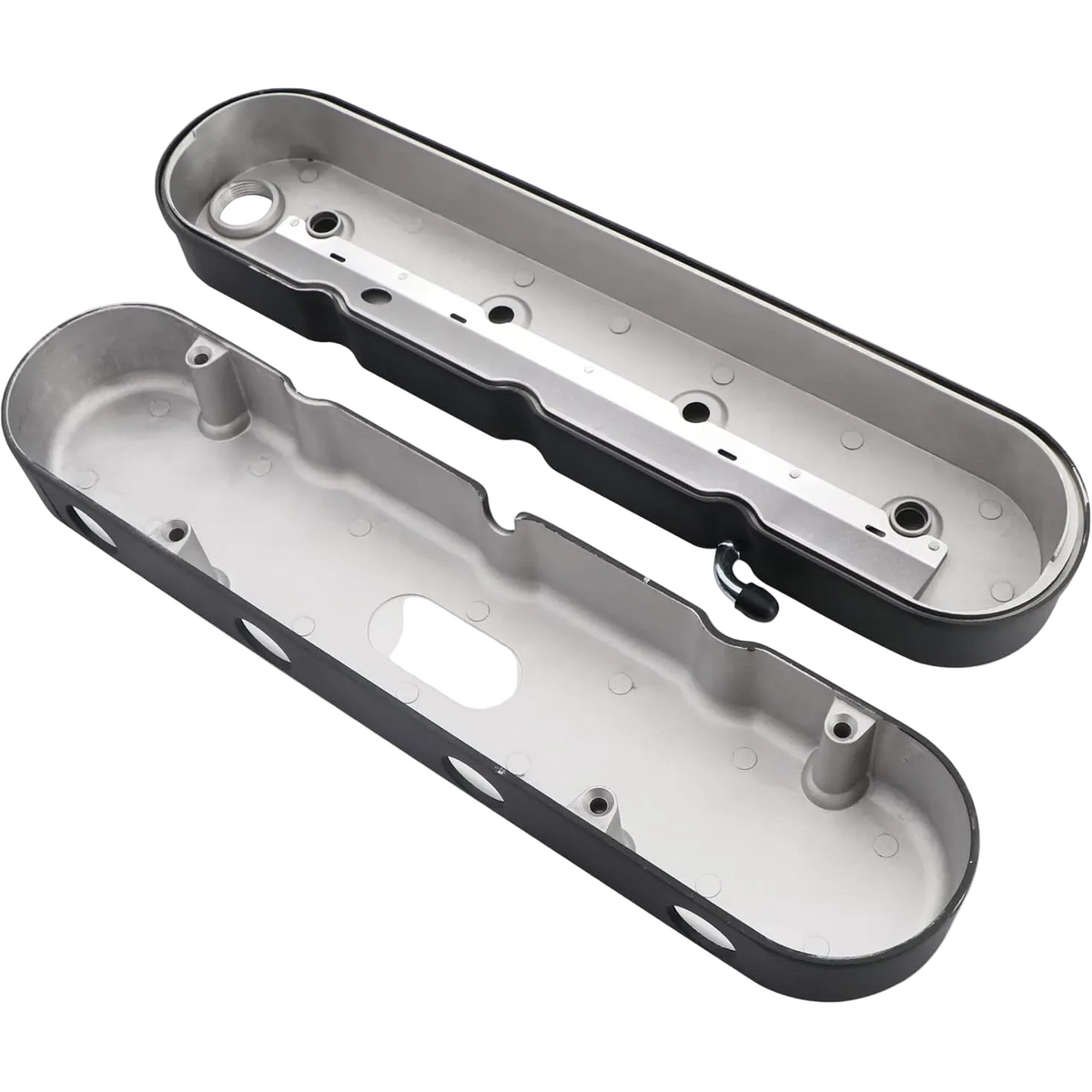 4.25" Black Cast Aluminum Center-Bolt Valve Cover Set - Fits GM LS1 LS2 LS3 V8 Engines