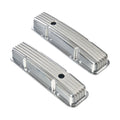 Polished Short Finned Aluminum Valve Covers - Fits 1958-1986 Chevy SBC 283 302 305 327 350 400 Small Block Perimeter Bolt Heads