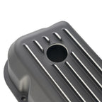 3-11/16" Black Powder-Coated Aluminum Tall Half-Finned Valve Covers - Fits 1962–1985 Ford 289 302 351W SBF V8