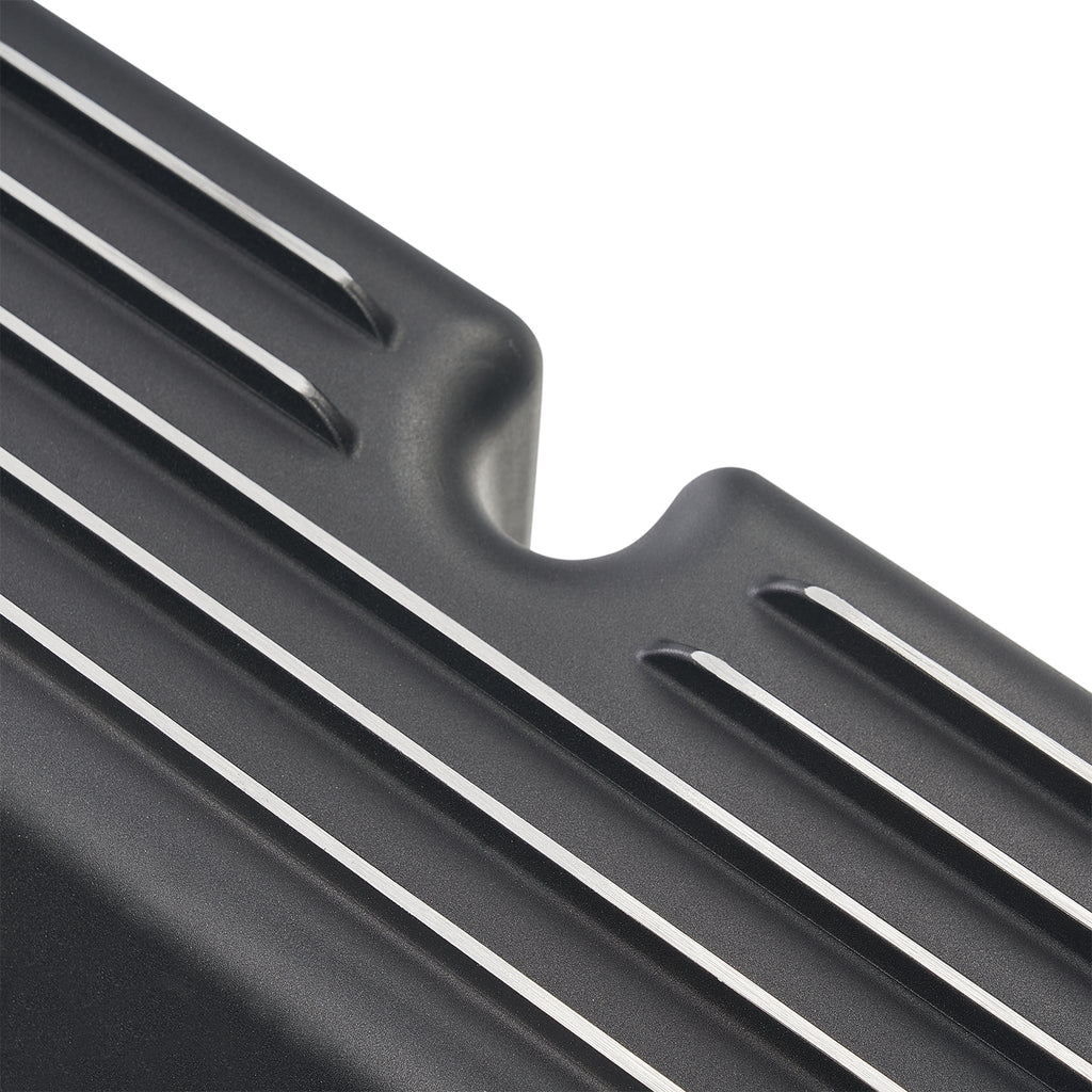 3-11/16" Black Powder-Coated Aluminum Tall Half-Finned Valve Covers - Fits 1962–1985 Ford 289 302 351W SBF V8