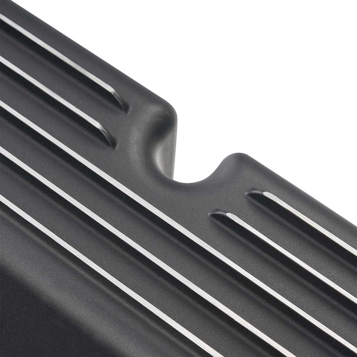 3-11/16" Black Powder-Coated Aluminum Tall Half-Finned Valve Covers - Fits 1962–1985 Ford 289 302 351W SBF V8
