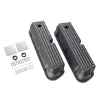 3-11/16" Black Powder-Coated Aluminum Tall Half-Finned Valve Covers - Fits 1962–1985 Ford 289 302 351W SBF V8