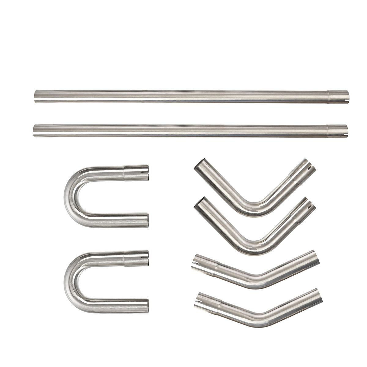 2 in 18-Gauge Stainless Steel 8-Piece Exhaust Pipe Kit - Fits Universal Custom Exhaust Fabrication