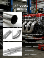 2 in 18-Gauge Stainless Steel 8-Piece Exhaust Pipe Kit - Fits Universal Custom Exhaust Fabrication