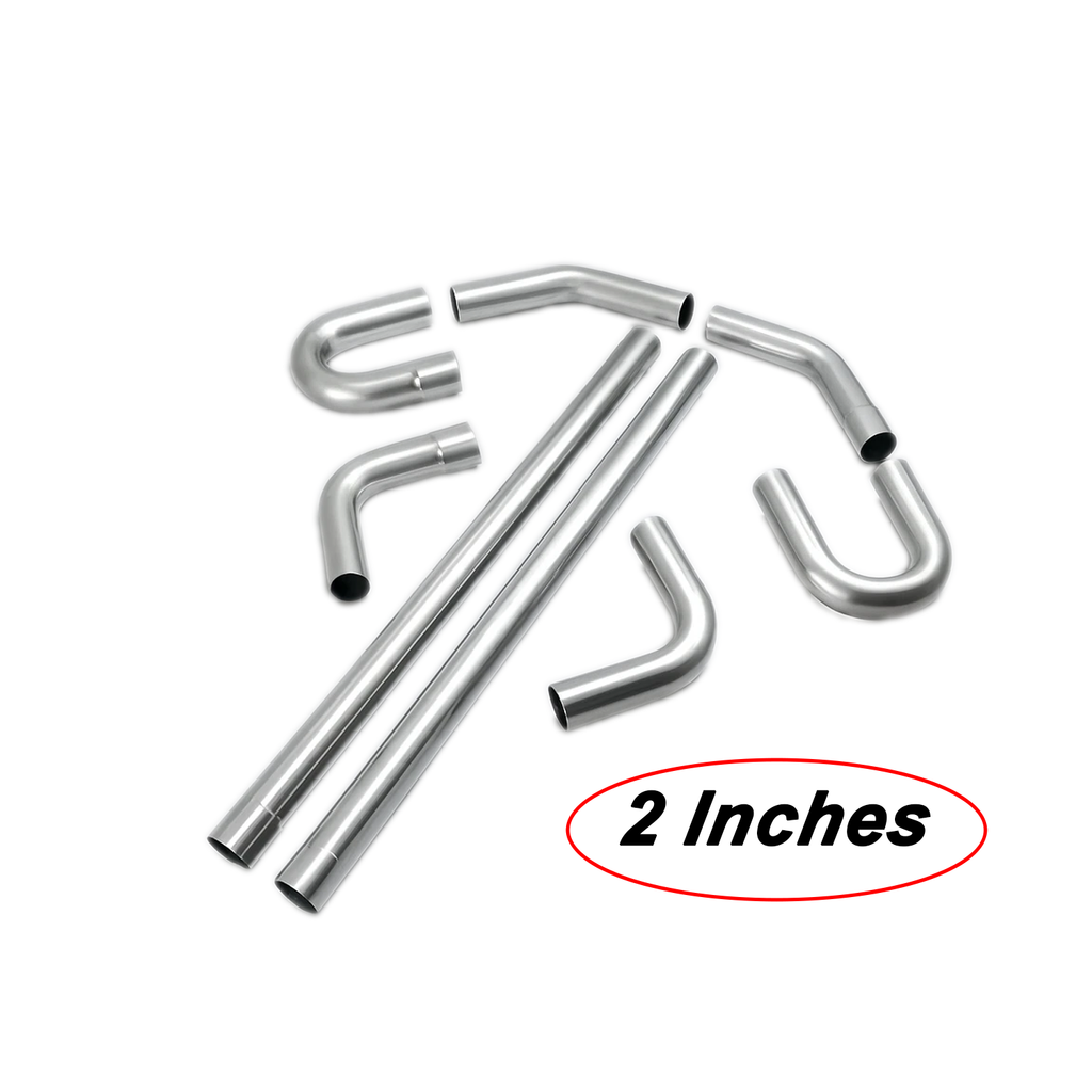 2 in 18-Gauge Stainless Steel 8-Piece Exhaust Pipe Kit - Fits Universal Custom Exhaust Fabrication
