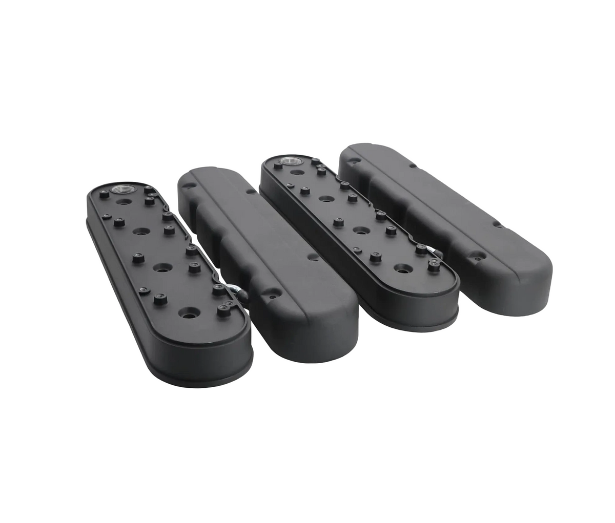 4.25" Black Cast Aluminum Center-Bolt Valve Cover Set - Fits GM LS1 LS2 LS3 V8 Engines
