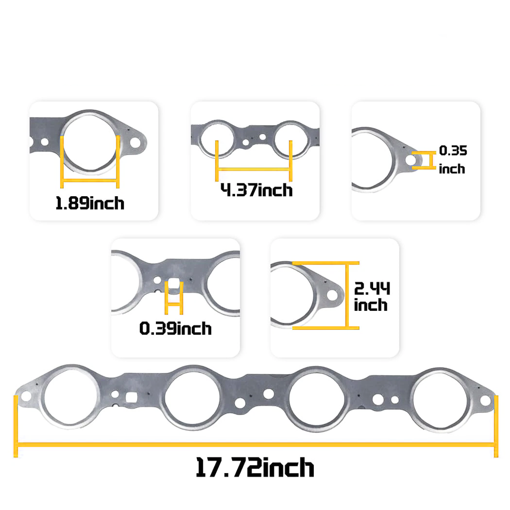GM LS Multi-Layer Steel Exhaust Manifold Gasket Set - Fits GM LS1 LS2 LS3 LS6 4.8L 5.3L 6.0L 6.2L Vortec Engines, OEM Replacement 12617944