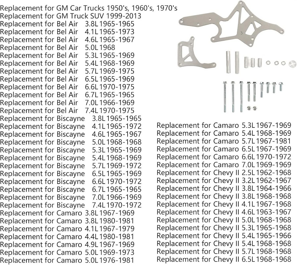LS Engine Serpentine Bracket Kit - Fits GM Bel Air Biscayne Impala Chevelle and 1999–2013 Trucks SUVs