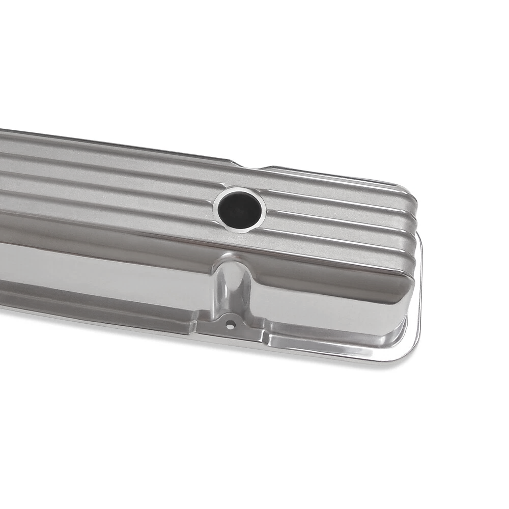 Polished Tall Finned Aluminum Valve Covers - Fits 1958-1986 Chevy SBC 283 302 305 327 350 400 Small Block Perimeter Bolt Heads