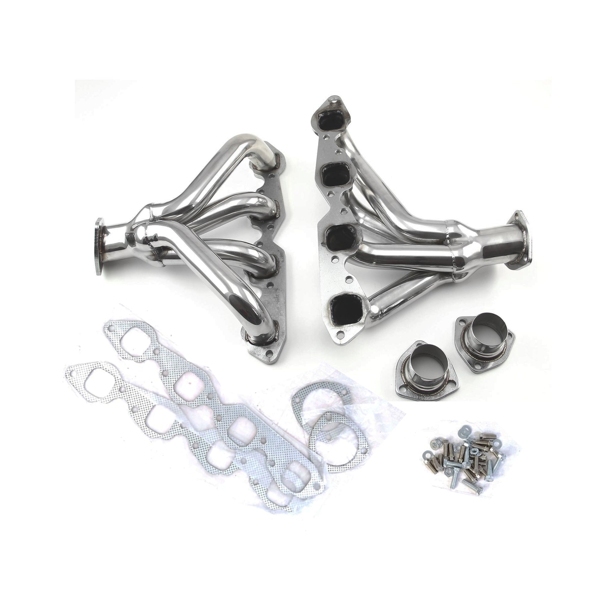 Block Hugger Center Dump 304 Stainless Steel 1-3/4" Exhaust Headers - Fits Chevy BBC 454 Big Block