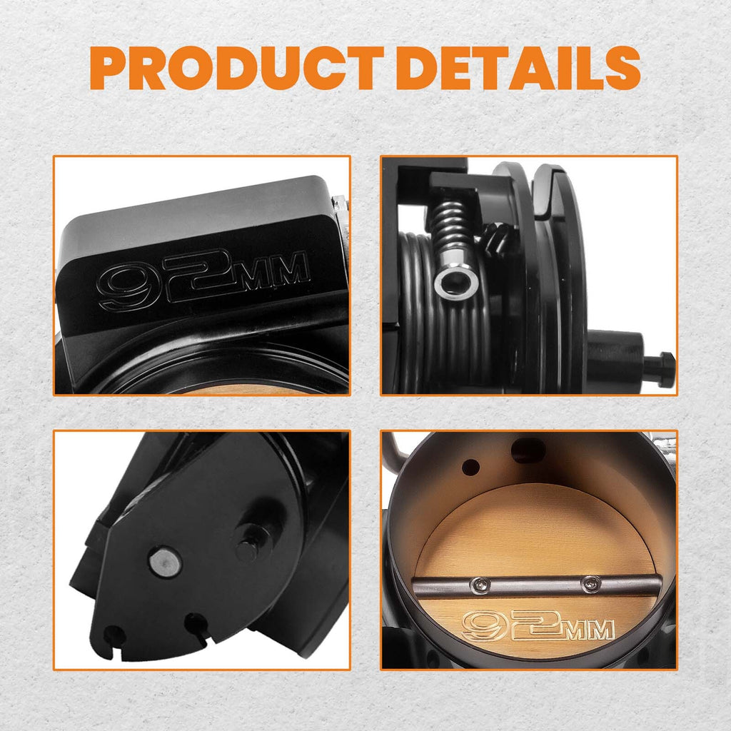 92mm Black CNC Aluminum Throttle Body - Fits GM LS1 LS2 LS3 Engines